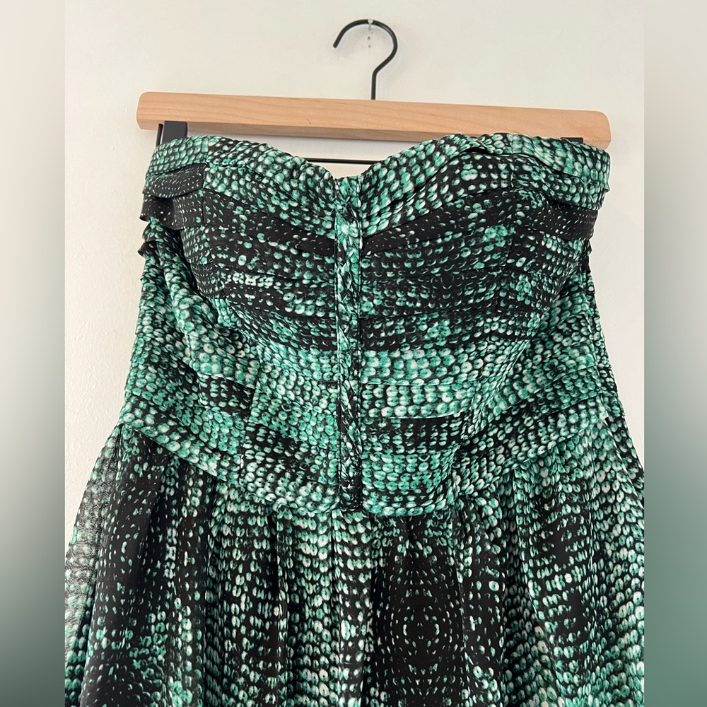 Anthropologie Moulinette Soeurs Vernalis green maxi dress strapless snakeskin 4P - Picture 8 of 16